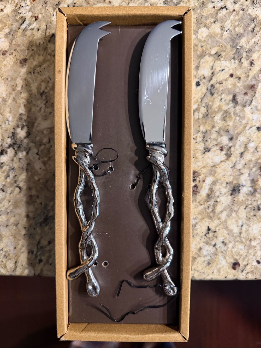 Michael Aram Silver-Tone Twisted Handle Cheese Knives - Set of 2
